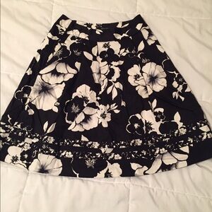 Black and white floral skirt